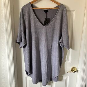 Torrid 5X V-neck Knit Tunic Top Shirt Sweater Metallic Silver Sparkle Hacci Tee